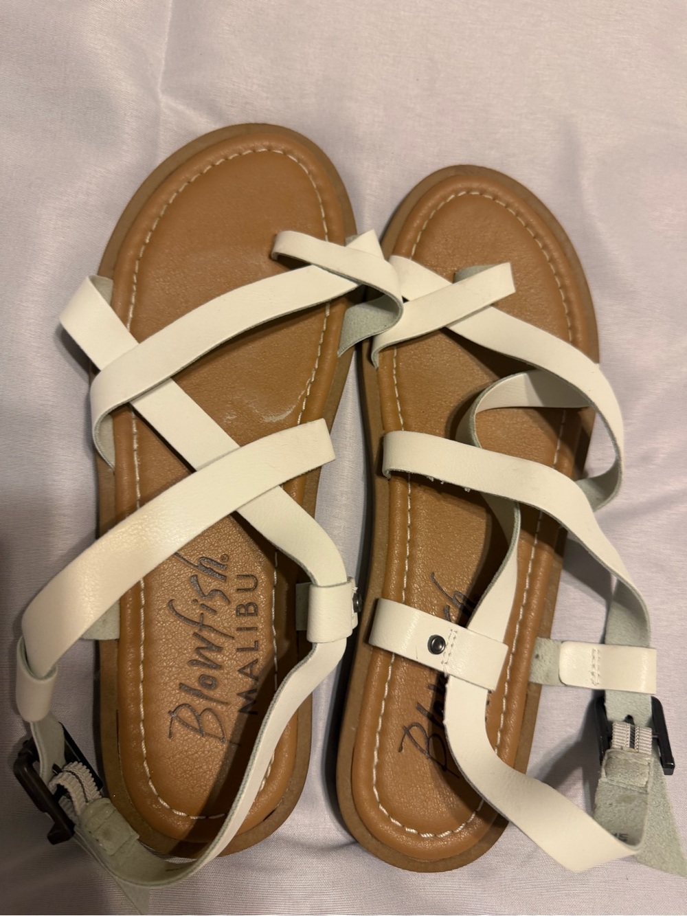 Blowfish White Strappy Leather Sandals size 7
